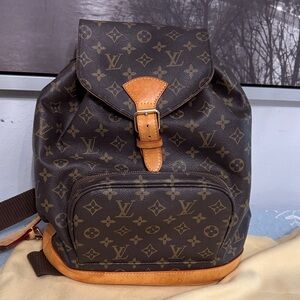 Monogram Canvas Backpack Montsouris Brown Tan vachetta leather trim Unbranded